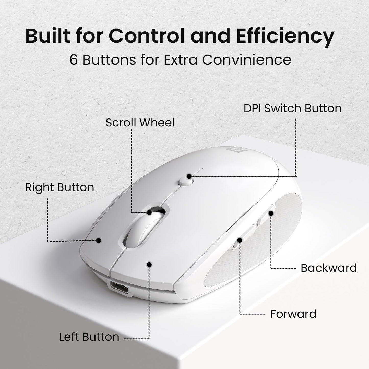 Portronics Toad III Wireless Mouse with Bluetooth & 2.4 GHz Dual Connectivity, Rechargeable, 6 Buttons, Adjustable DPI, Silicon Grip & Ergonomic...