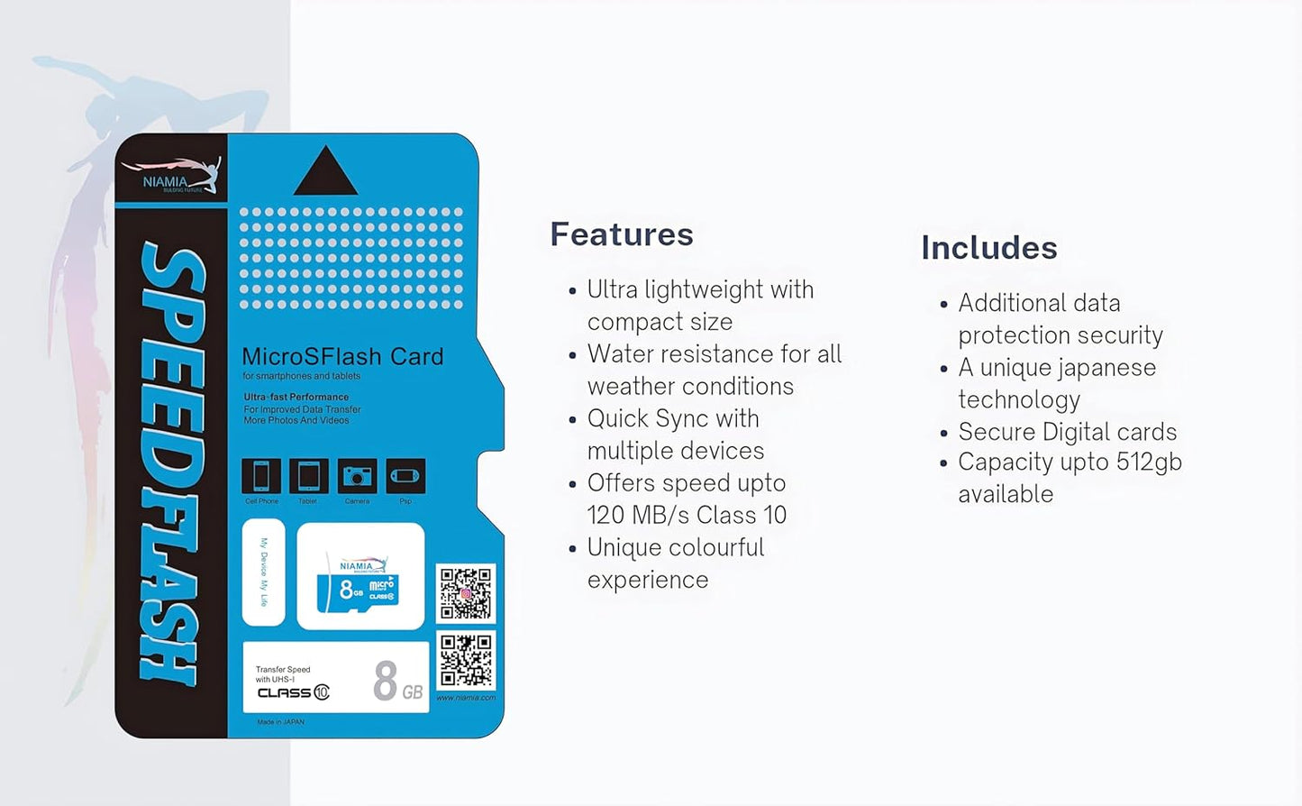 Niamia 8GB Class 10 Speed Flash Memory Card (80MB/s) - Reliable Storage for Your Needs