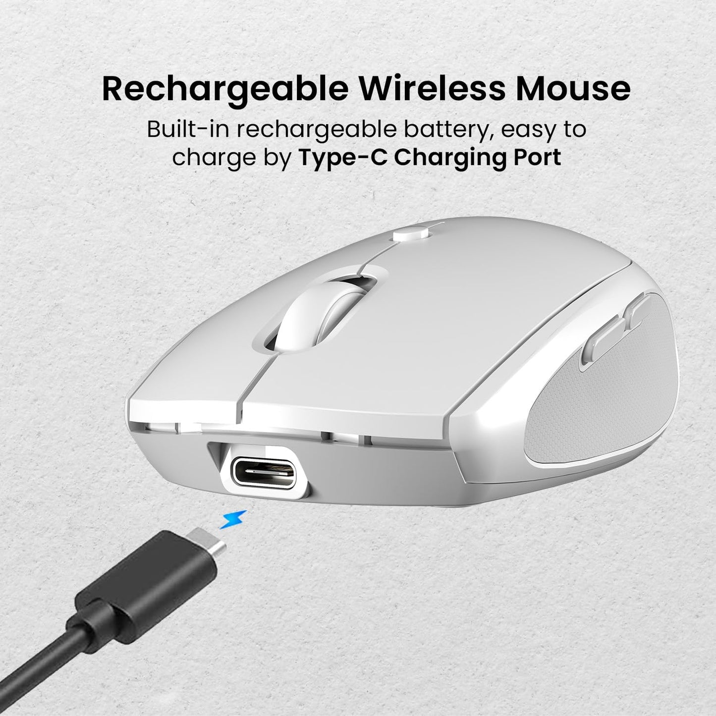 Portronics Toad III Wireless Mouse with Bluetooth & 2.4 GHz Dual Connectivity, Rechargeable, 6 Buttons, Adjustable DPI, Silicon Grip & Ergonomic...