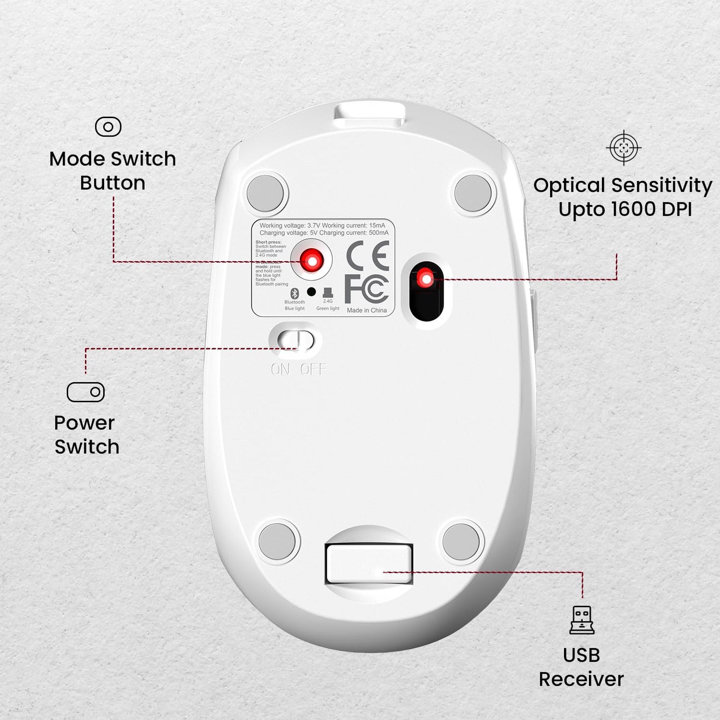 Portronics Toad III Wireless Mouse with Bluetooth & 2.4 GHz Dual Connectivity, Rechargeable, 6 Buttons, Adjustable DPI, Silicon Grip & Ergonomic...