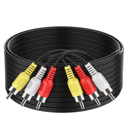 FEDUS rca cable | rca to rca cable, 3RCA Male to 3RCA Male Stereo Audio Video Cable Composite Audio Video Av Cable Gold Plated 3 to 3 RCA Male Audio Plug Video for DVD VCD TV Amplifier Projector - 1.5M, 4.9 FEET