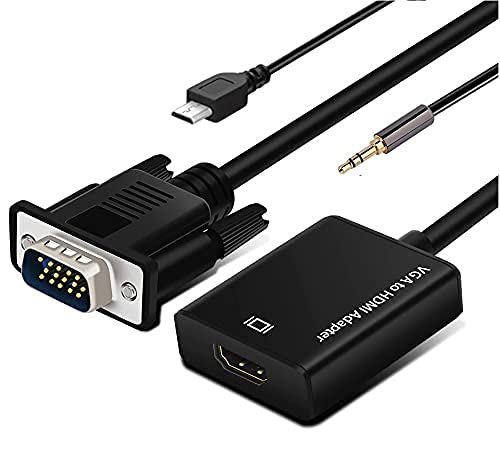 VGA to HDMI Adapter with Audio/PC VGA Source Output to TV/Monitor with HDMI Connector/Microware 1080P Male VGA (Pack of 1)