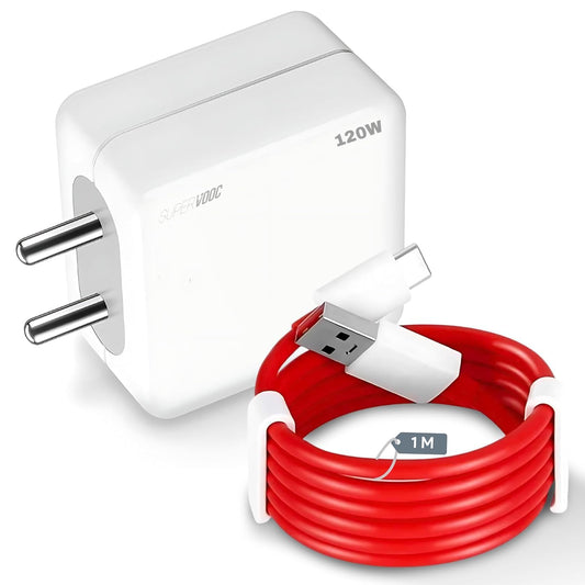 Oneplus SuperVooc 120W Fast Charing Adaptor & Cable Combo Compatible with OnePlus, Samsung, Realme, Xiaomi, Oppo, Nothing & Other Smartphones, Type C Charger Dash, Warp, Vooc, Supervooc protocols