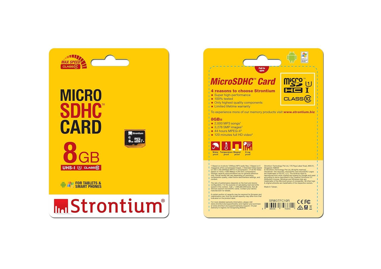 Strontium MicroSD Class 10-8GB Memory Card (Black)