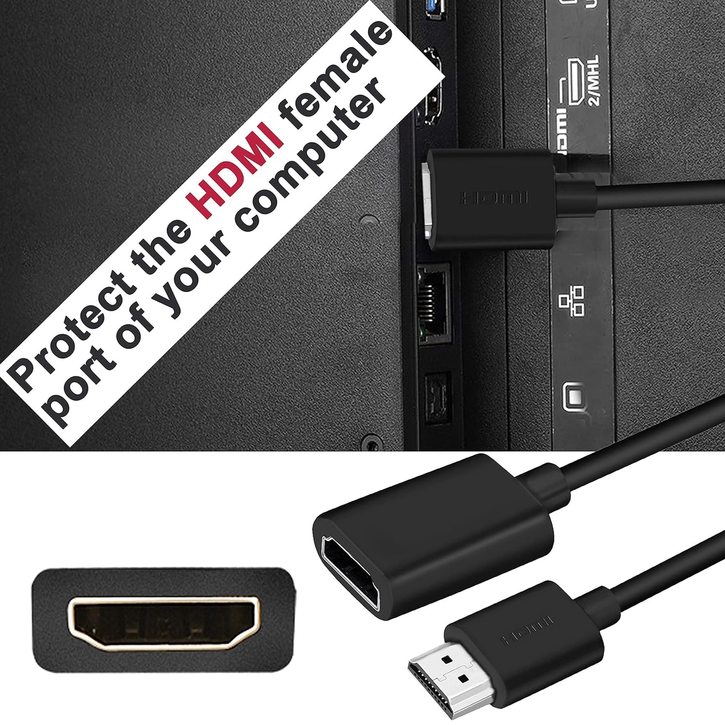 Storite 30 cm 19 Pin High Speed HDMI Male to Female Extension Cable HDMI Extender Compatible for Laptop Computer