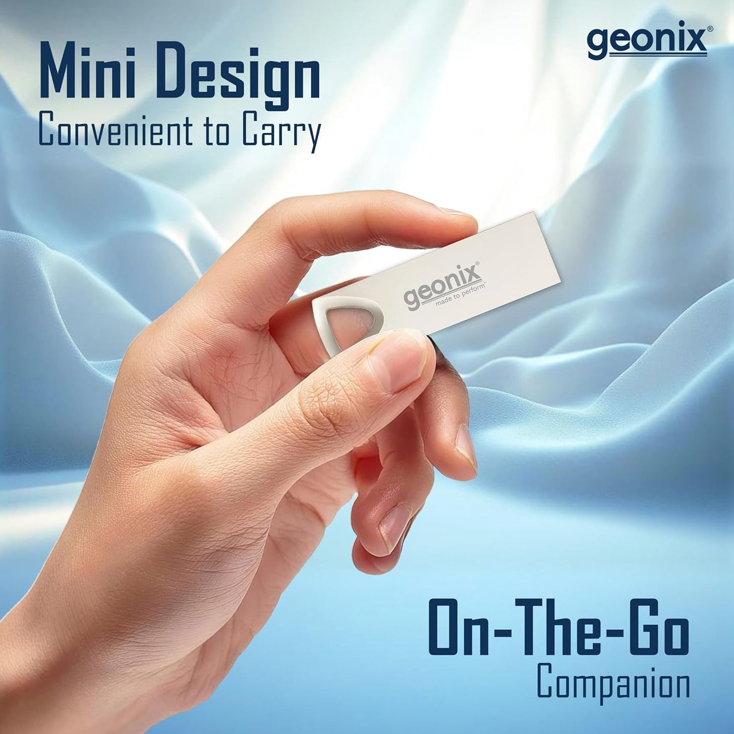 Geonix Pendrive I Silver I USB 2.0 I Keyring Design I Lightweight I Variant 16GB I 5 Years Warranty