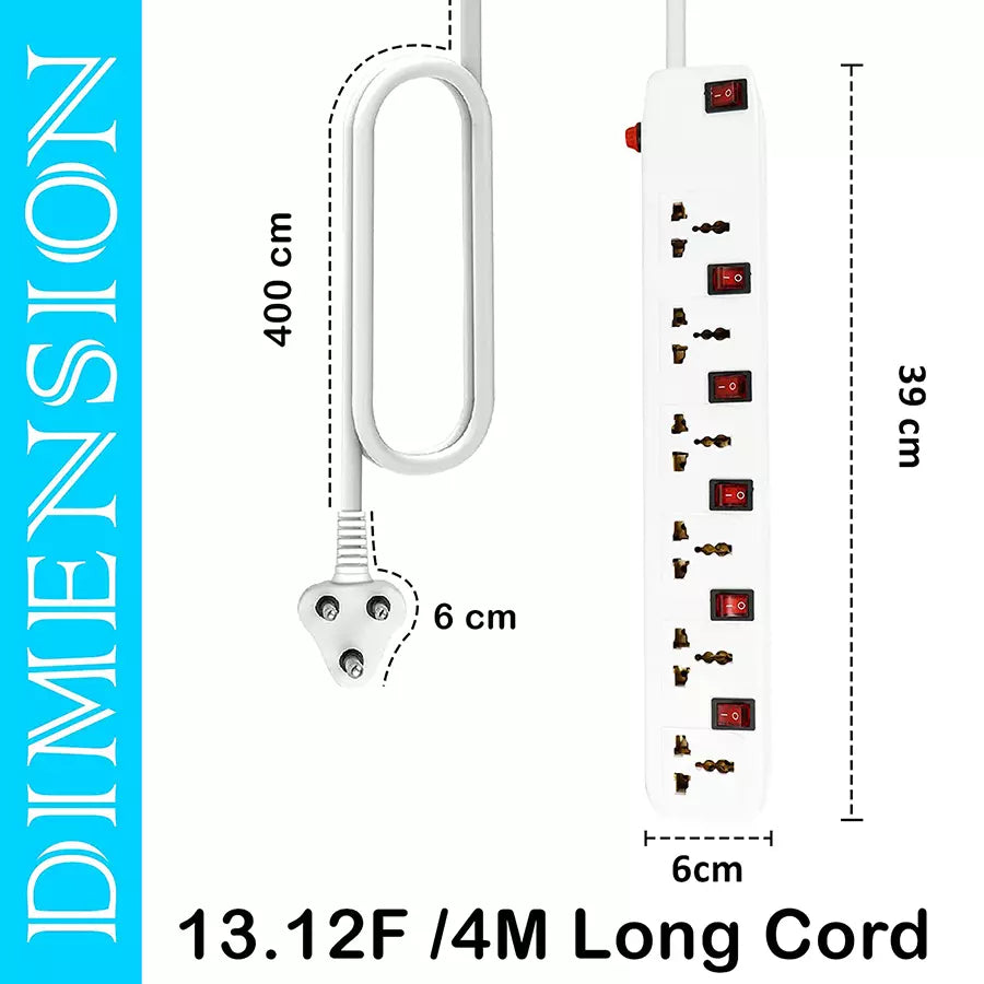 Fedus 5 m Long Extension Board Extension Box with Wire (6 Socket 6 Switch)