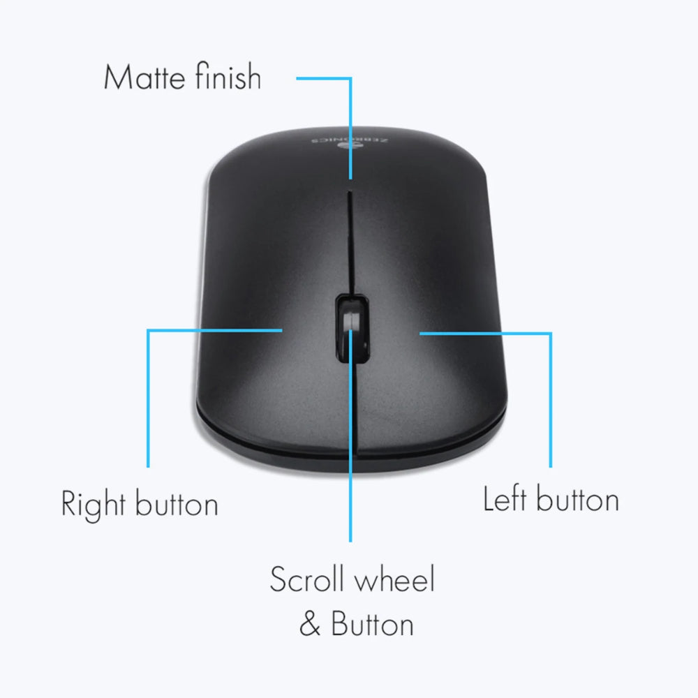 Zebronics Zeb-Dazzle Wireless Mouse with Nano Receiver, Matte Finish (Black)