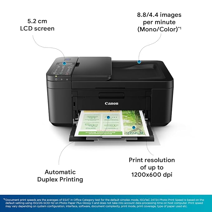 Canon PIXMA E4570 All in One (Print, Scan, Copy) WiFi Ink Efficient Colour Printer with FAX and Auto Duplex Printing for Home/Office