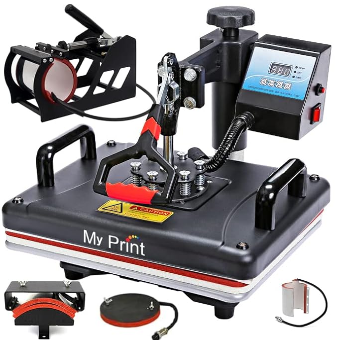 MY PRINT | Heat Press 5 in 1 Digital Multi Functional Sublimation, Vinyl Printing Machine for T-Shirts (Any Flat Product), Mug, Plate Heat Press Machine 12x15 Inch | DTF PRIINTING | Vinyl Printing