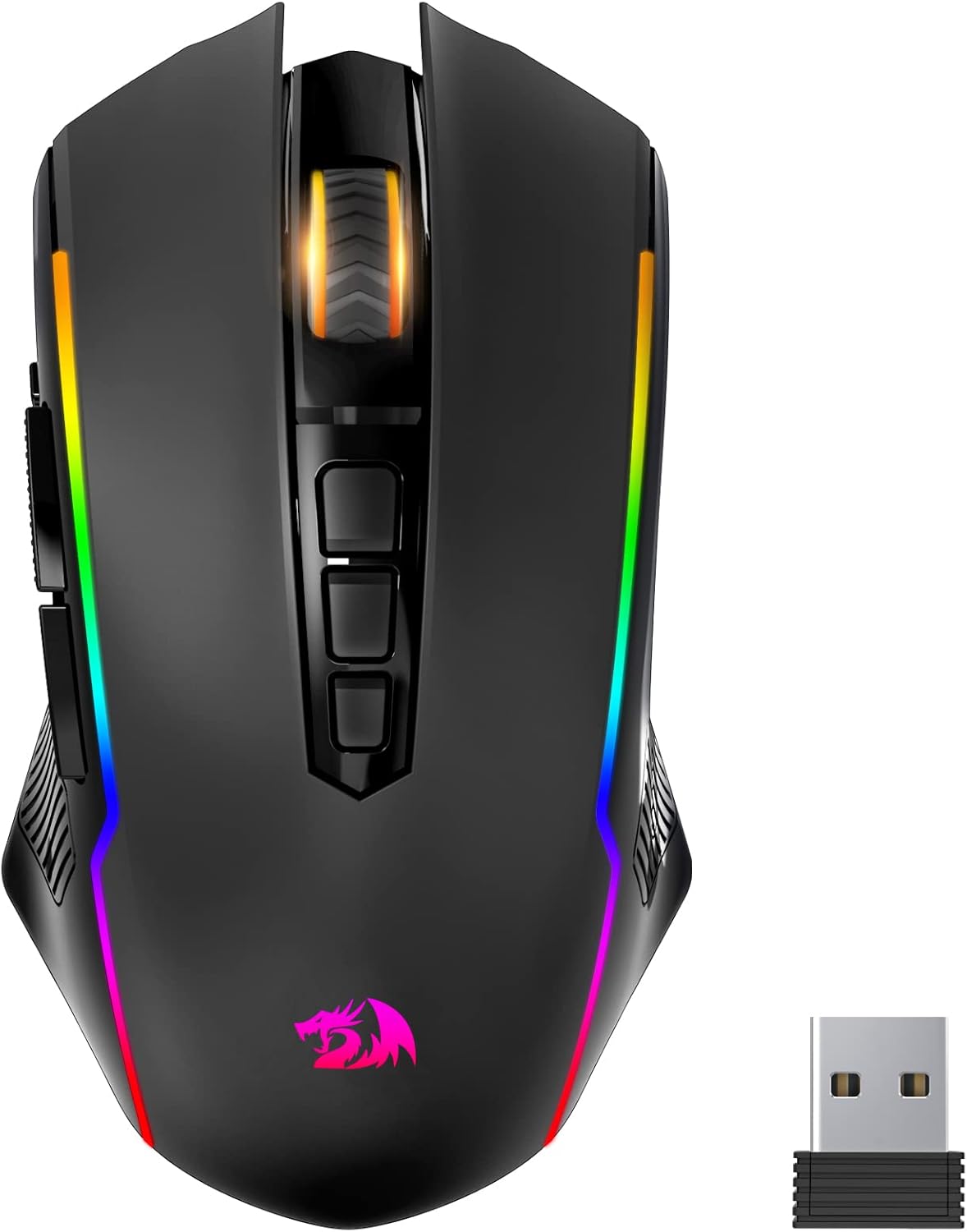 Redragon Gaming Mouse, Wireless Mouse Gaming with 8000 DPI, PC Gaming Mice with Fire Button, RGB Backlit Programmable Ergonomic Mouse Gamer, Rechargeable, 70Hrs