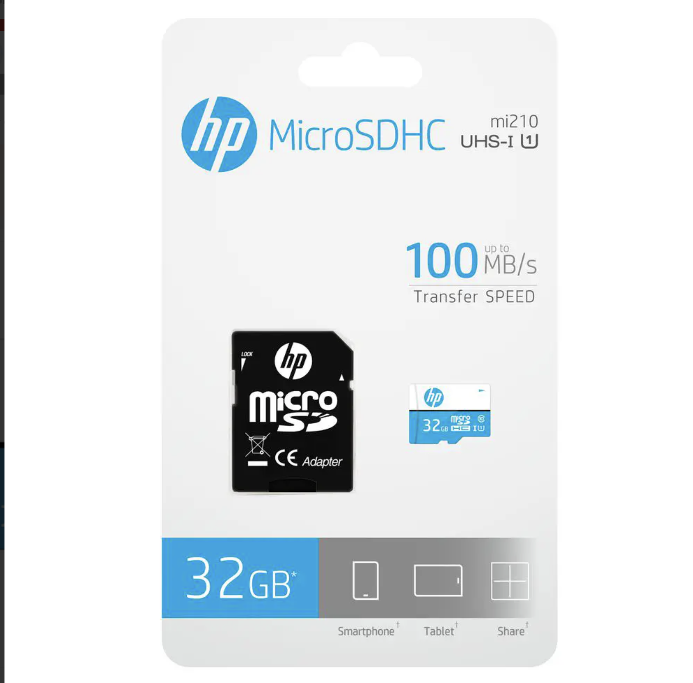 HP 32GB MicroSD Memory Card SDHC mi210 Class 10, UHS-I, U1 Card, Upto 120MB/s R, 10 Y Warranty
